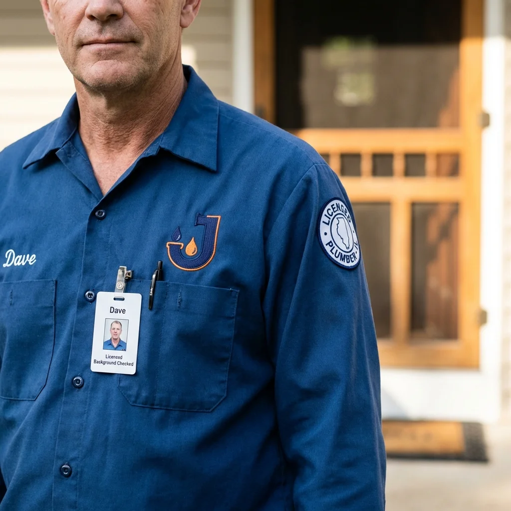 Licensed plumber showing ID badge in Lonaconing, MD