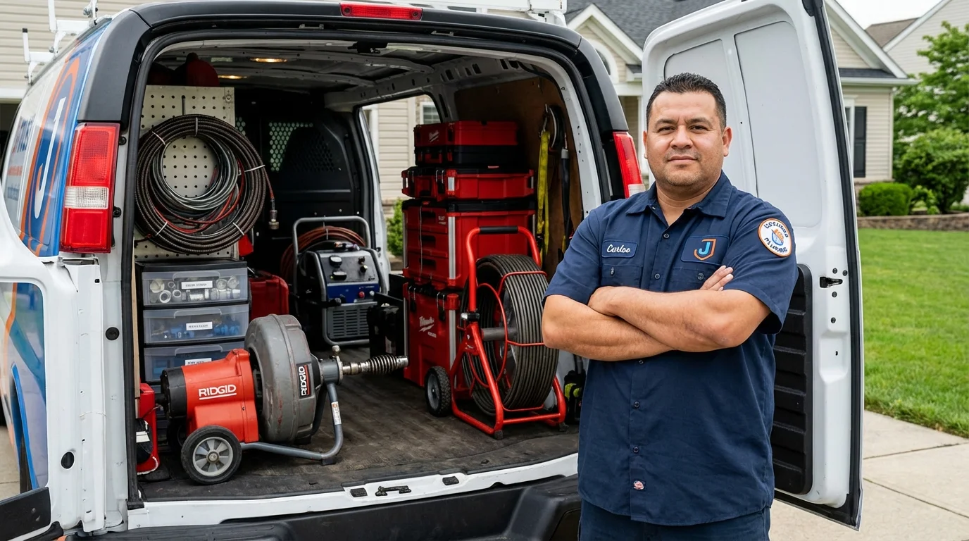 Professional drain cleaning equipment and Johns Plumbing LLC plumber in Lonaconing