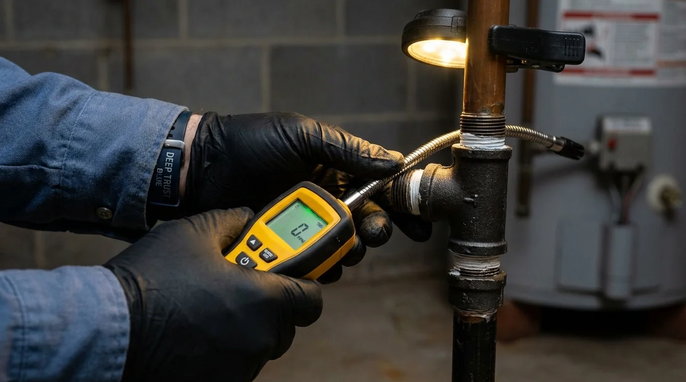 Gas leak detection with electronic sniffer by Johns Plumbing LLC in Lonaconing
